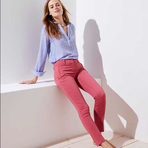 Loft Marisa Skinny Rose Pink Crop Pants Sz 2
